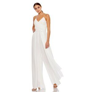 NWT Mac Duggal Flowy Faux Wrap Jumpsuit White XS #A0182